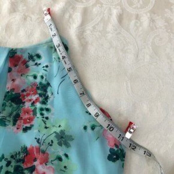 A.Byer scalloped Mint Green and Pink floral edge tank top Junior Large - Picture 5 of 8